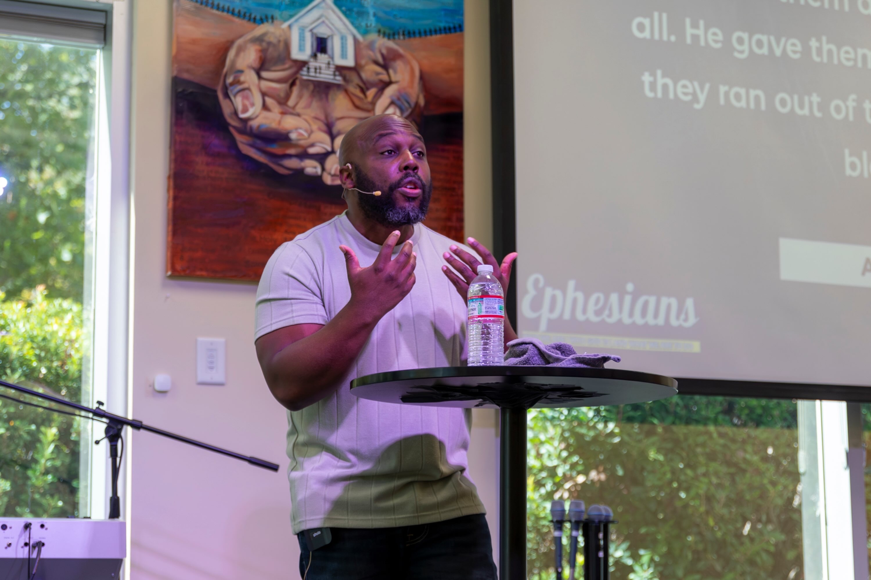 Pastor preaching at Village Baptist Church